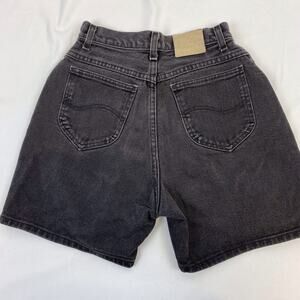 Vintage Lee Shorts Black Denim High Rise Mom Shorts 100% Cotton Size 6 W 24